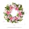 Glitzhome® 24" Pink Hydrangea, Peony & Cherry Blossom Wreath with Black Metal Hanger